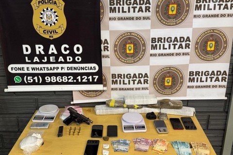 Brigada e Polícia Civil prendem três homens por tráfico em Lajeado