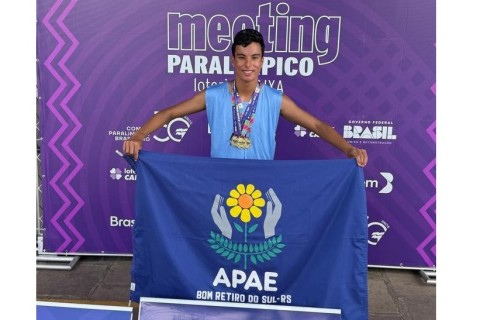 Aluno da Apae de Bom Retiro do Sul bate recorde nacional de arremesso de disco no Meeting dos Jogos Paralímpicos